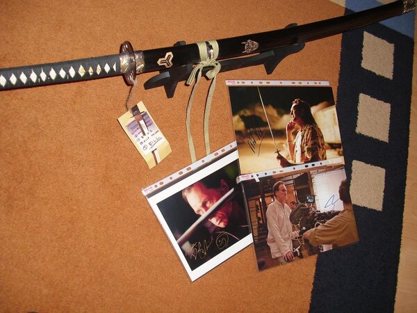 Signed Autograph "Kill Bill"-Hatori Hanzo Sword Tarantino,Carradine,Madsen "in my home i have..."